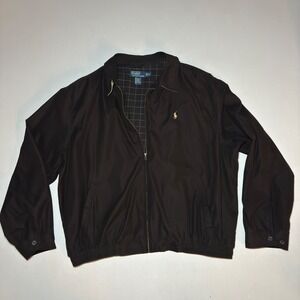 VTG 90s Polo Ralph Lauren Harrington Jacket XX Large Black Plaid Bi‎ swing Boxy